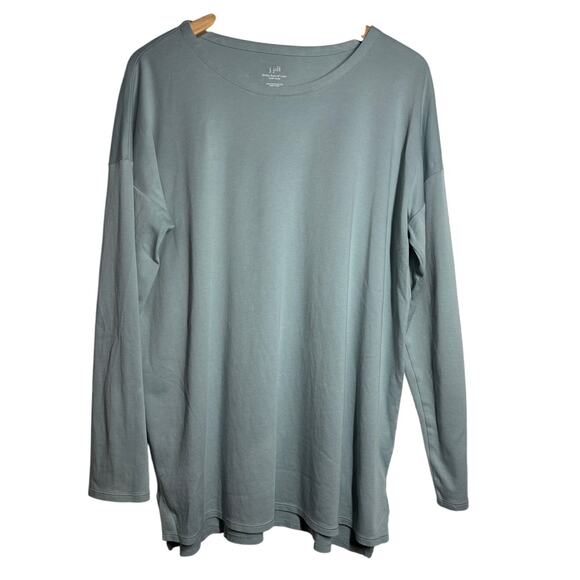J. Jill Women L Simply Supima Crewneck Long Sleeve Cotton Top Casual Comfort - Picture 1 of 7